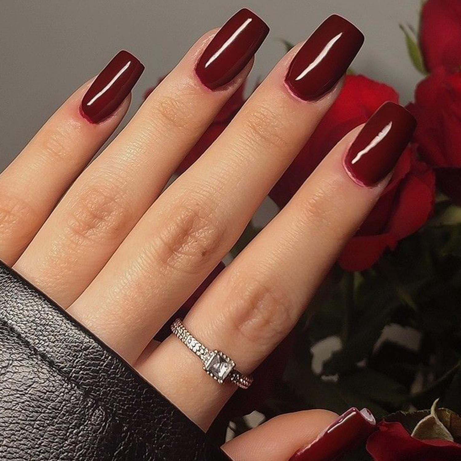 Dark Red Handmade Jelly Soft Gel Fake Nail