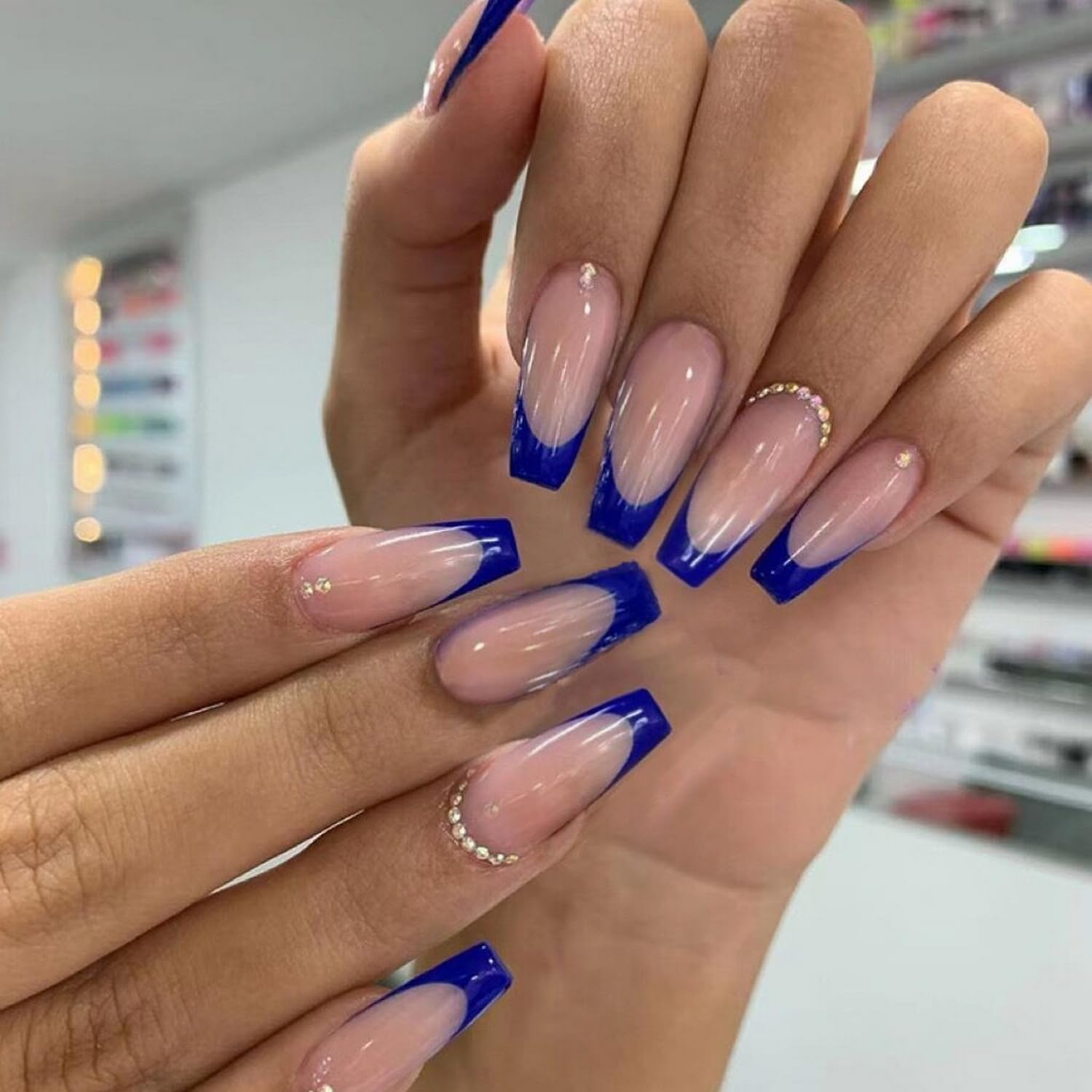 French Tip Press on Nails Square Fake Nails