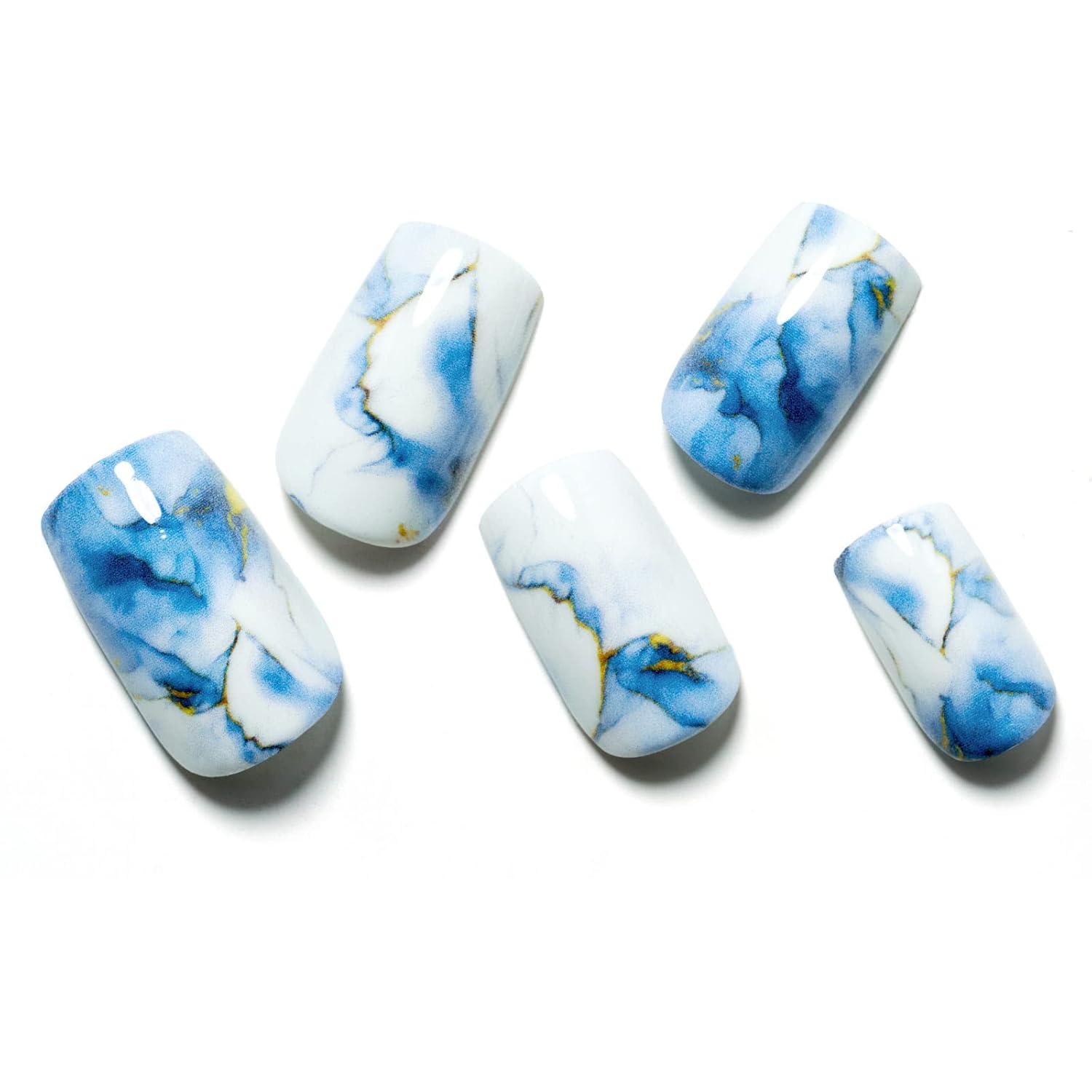 Marble Press on Nails Short Square