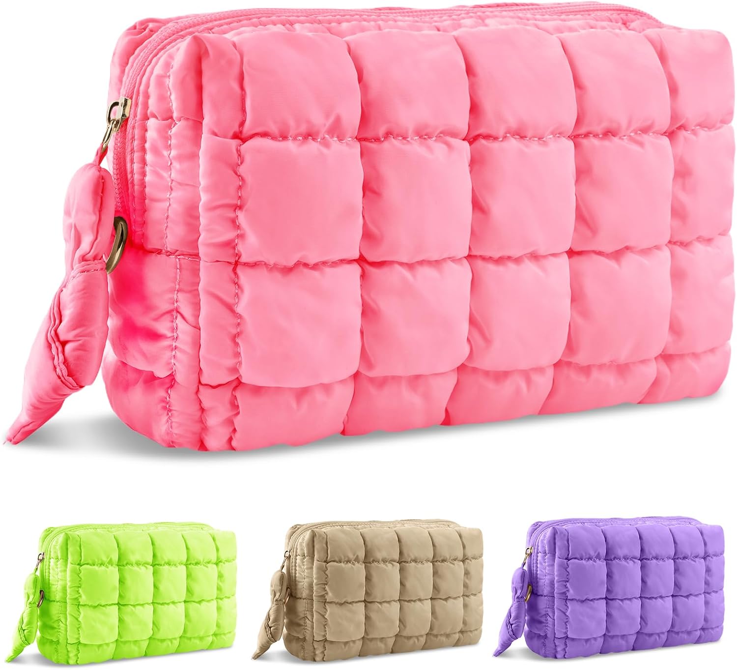 Puffer Quilted Make up Organizer Bag for Gifts Work Daily